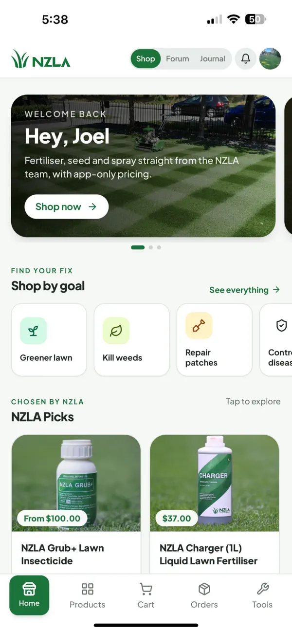 The NZLA app home screen
